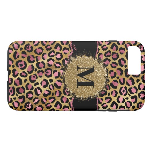 Leopardendruck in Rosa und Gold, Erstdruck in Glit Case-Mate iPhone Hülle (Rückseite (Horizontal))