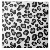 Leopardendruck in Schwarz und Weiß mit Grau / Grau Fliese (Vorderseite)