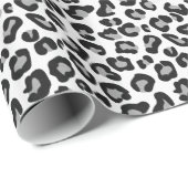Leopardendruck in Schwarz und Weiß mit Grau / Grau Geschenkpapier (Rolleneckpunkt)