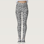 Leopardendruck in Schwarz und Weiß mit Grau / Grau Leggings (Vorderseite)