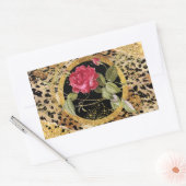 Leopardendruck mit Rose und vergoldetem Glitzer Rechteckiger Aufkleber (Umschlag)