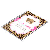 Leopardendruck Rosa Vierblatt Geburtstagsgästebuch Notizblock (Linke Seite)