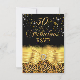 Leopardendruck & Schleife Gold 50 & Fantastisch An Einladung