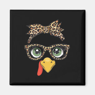 Leopardendruck Thanksgiving Truthahn Gesicht Gles Magnet