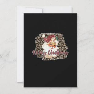 Leopardendruck Vintage 70er Jahre Santa Frohe Weih Einladung
