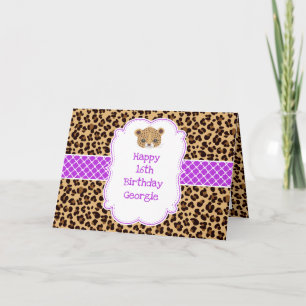 Leopardendruck Violett Quatrefoil  Karte