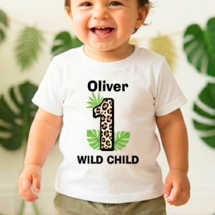 Leopardendruck Wild One Erster Geburtstag Baby T-shirt