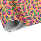Leopardendrucke, farbiges Tiermuster. Geschenkpapier (Rolleneckpunkt)