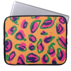 Leopardendrucke, farbiges Tiermuster. Laptopschutzhülle