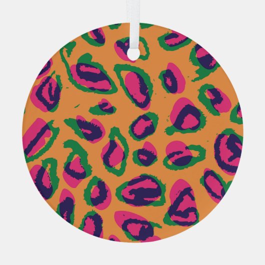 Leopardendrucke, farbiges Tiermuster. Ornament Aus Glas (Rückseite)