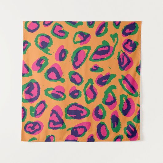 Leopardendrucke, farbiges Tiermuster. Wandteppich (Vorderseite)
