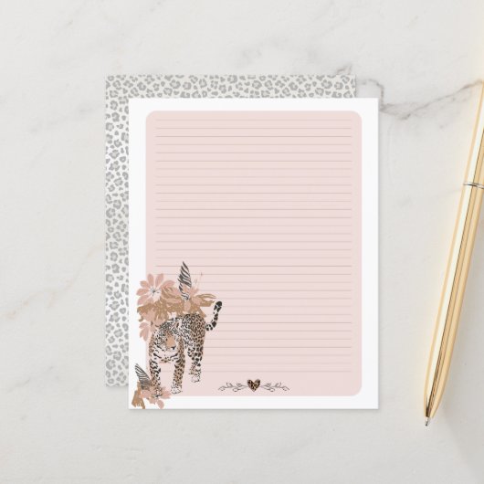 Leopardendrucke, Jungle Writing Paper, Animal Prin (Vorderseite/Rückseite Beispiel)