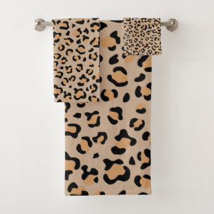 Leopardendrucke, Leoparden, Braunleopard Badhandtuch Set