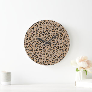 Leopardendrucke, Leoparden, Braunleopard Große Wanduhr