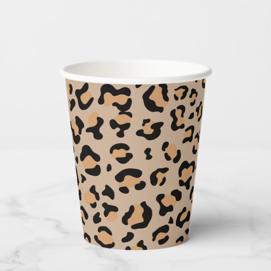 Leopardendrucke, Leoparden, Braunleopard Pappbecher (Rückseite)