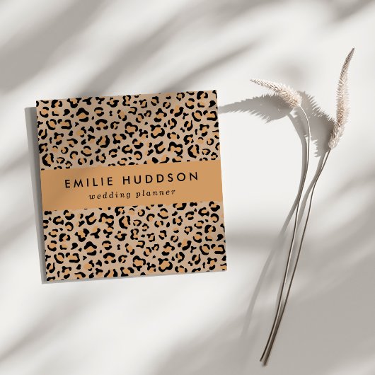 Leopardendrucke, Leoparden, Braunleopard Quadratische Visitenkarte