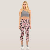 Leopardendrucke, Leoparden, rosa Leoparden Capri Leggings (Vorderseite)