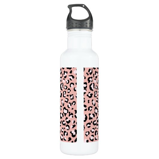 Leopardendrucke, Leoparden, rosa Leoparden Edelstahlflasche (Rückseite)