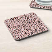 Leopardendrucke, Leoparden, rosa Leoparden Getränkeuntersetzer (Linke Seite)
