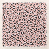 Leopardendrucke, Leoparden, rosa Leoparden Glasuntersetzer (Vorderseite)