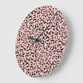 Leopardendrucke, Leoparden, rosa Leoparden Große Wanduhr (Winkel)