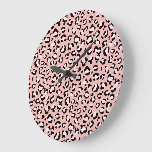 Leopardendrucke, Leoparden, rosa Leoparden Große Wanduhr (Winkel)