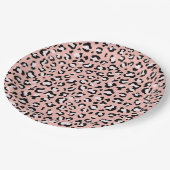Leopardendrucke, Leoparden, rosa Leoparden Pappteller (Schrägansicht)