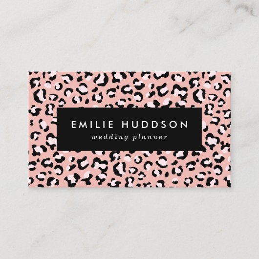Leopardendrucke, Leoparden, rosa Leoparden Visitenkarte (Vorderseite)