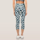 Leopardendrucke, Leoparden-Spots, Blauer Leopard Capri Leggings (Rückseite)