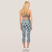 Leopardendrucke, Leoparden-Spots, Blauer Leopard Capri Leggings (Rückseite)