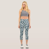 Leopardendrucke, Leoparden-Spots, Blauer Leopard Capri Leggings (Vorderseite)