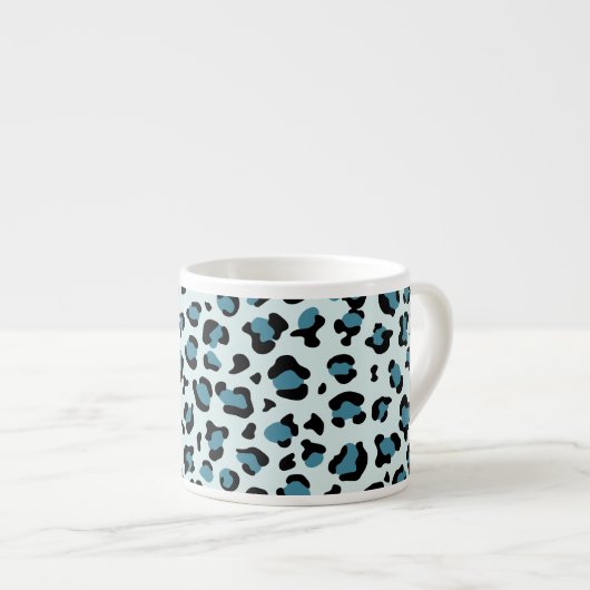 Leopardendrucke, Leoparden-Spots, Blauer Leopard Espressotasse (Vorderseite Rechts)