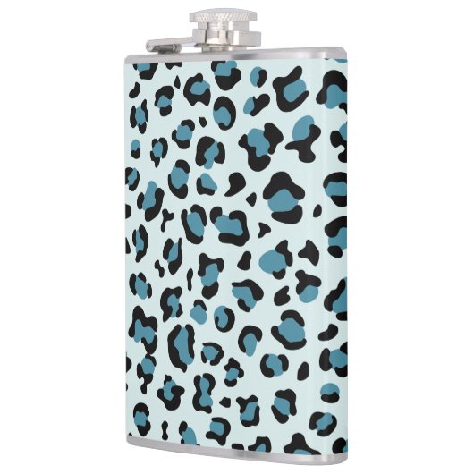 Leopardendrucke, Leoparden-Spots, Blauer Leopard Flachmann (Links)