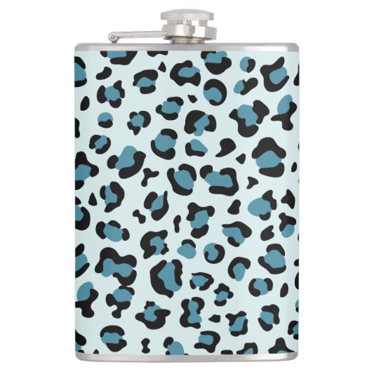 Leopardendrucke, Leoparden-Spots, Blauer Leopard Flachmann (Vorderseite)