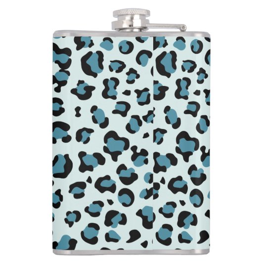 Leopardendrucke, Leoparden-Spots, Blauer Leopard Flachmann (Rückseite)