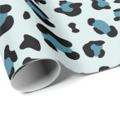 Leopardendrucke, Leoparden-Spots, Blauer Leopard Geschenkpapier (Rolleneckpunkt)