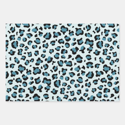 Leopardendrucke, Leoparden-Spots, Blauer Leopard Geschenkpapier Set (Vorderseite 2)