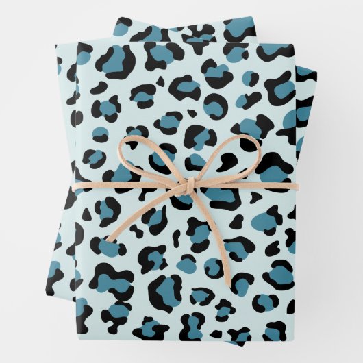 Leopardendrucke, Leoparden-Spots, Blauer Leopard Geschenkpapier Set (Beispiel)