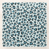 Leopardendrucke, Leoparden-Spots, Blauer Leopard Glasuntersetzer (Vorderseite)