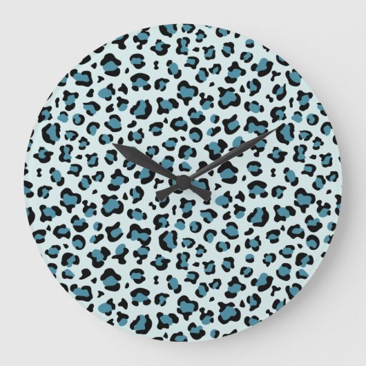 Leopardendrucke, Leoparden-Spots, Blauer Leopard Große Wanduhr (Vorderseite)