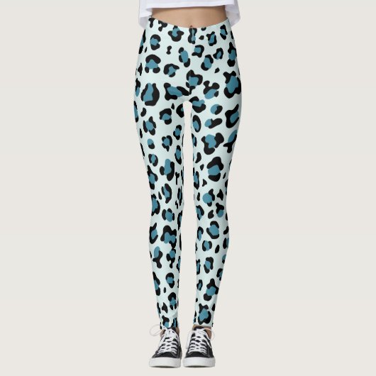 Leopardendrucke, Leoparden-Spots, Blauer Leopard Leggings (Vorderseite)