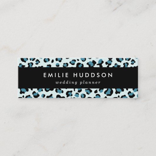 Leopardendrucke, Leoparden-Spots, Blauer Leopard Mini Visitenkarte (Vorderseite)