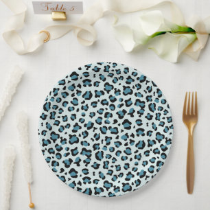 Leopardendrucke, Leoparden-Spots, Blauer Leopard Pappteller
