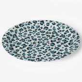 Leopardendrucke, Leoparden-Spots, Blauer Leopard Pappteller (Schrägansicht)