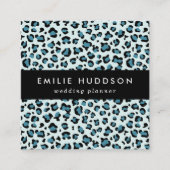 Leopardendrucke, Leoparden-Spots, Blauer Leopard Quadratische Visitenkarte (Vorderseite)