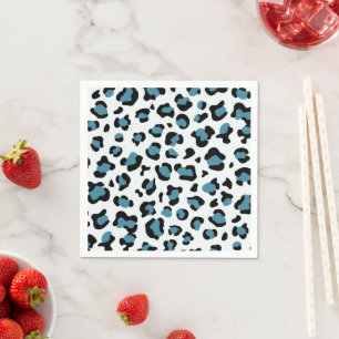 Leopardendrucke, Leoparden-Spots, Blauer Leopard Serviette