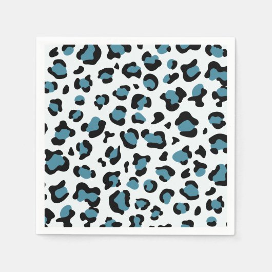 Leopardendrucke, Leoparden-Spots, Blauer Leopard Serviette (Vorderseite)