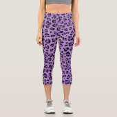 Leopardendrucke, Leoparden-Spots, Lila Leopard Capri Leggings (Vorderseite)