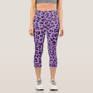 Leopardendrucke, Leoparden-Spots, Lila Leopard Capri Leggings