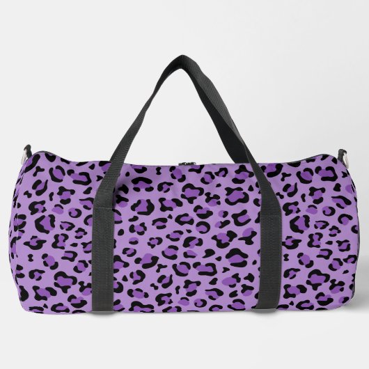 Leopardendrucke, Leoparden-Spots, Lila Leopard Duffle Bag (Vorderseite)